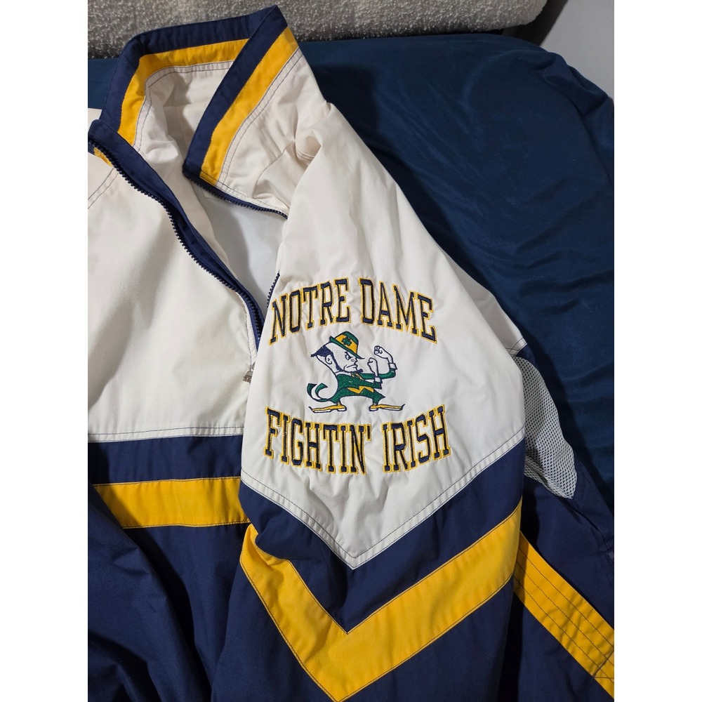 Vintage 1990s Starter Notre Dame Fighting Irish Windbreaker Jacket XL Navy Gold - Picture 3 of 7